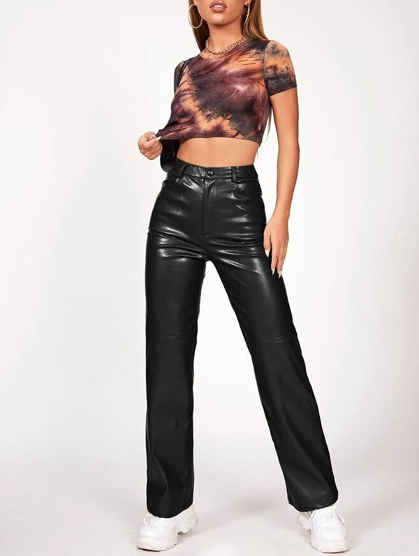 Sexy women leather shops pants