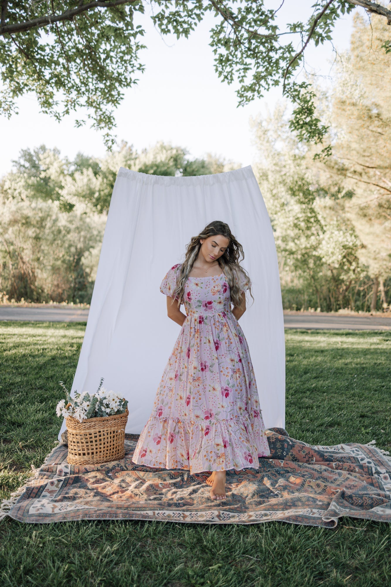 Greta Maxi Dress in Floral Pink