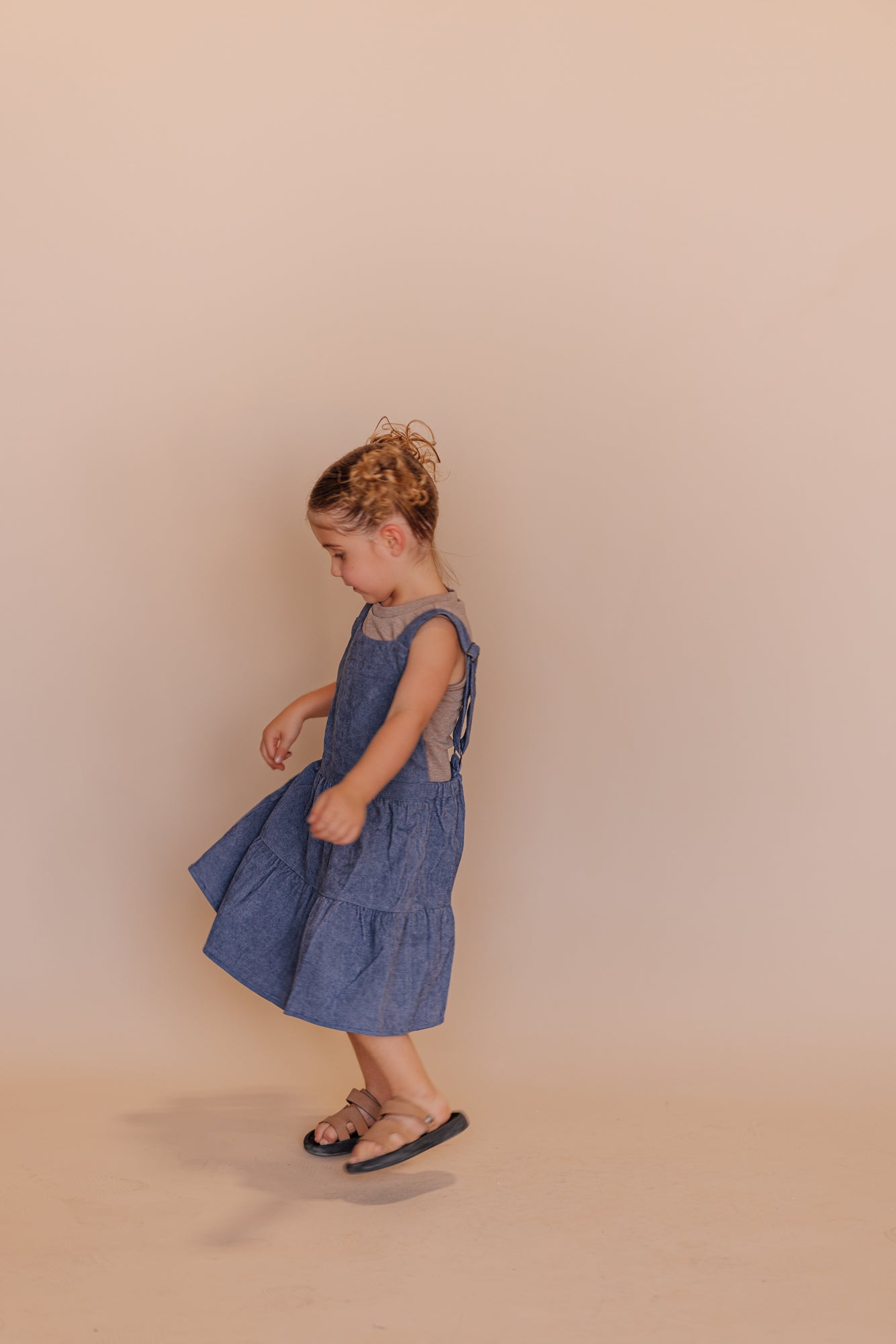 Shay Overall Dress in Denim Blue - Kids