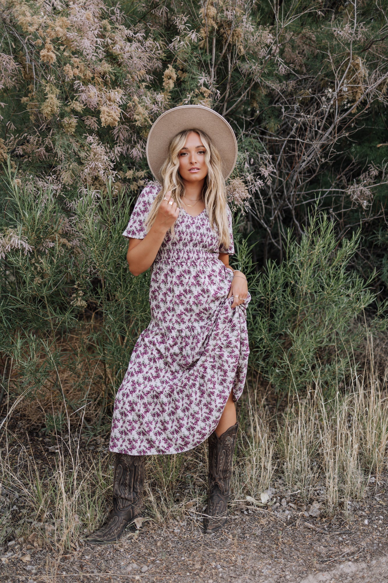 Tayla Dress in Taupe Purple