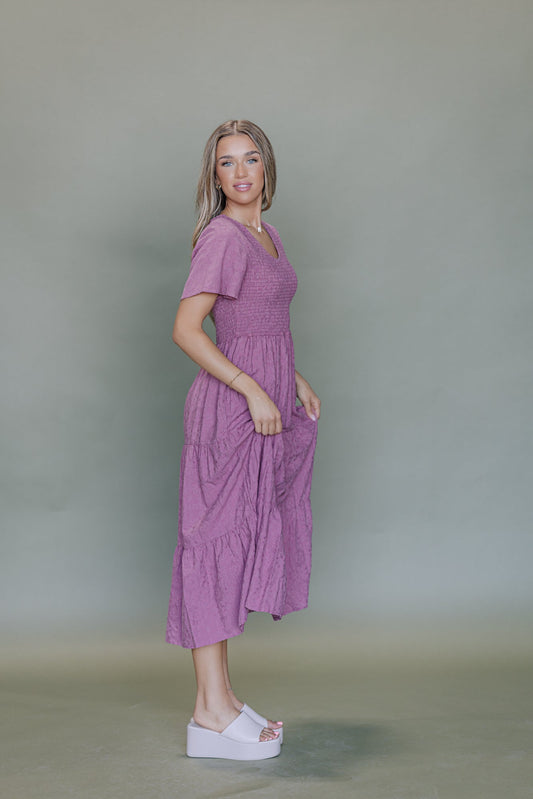 Tayla Midi Dress in Berry