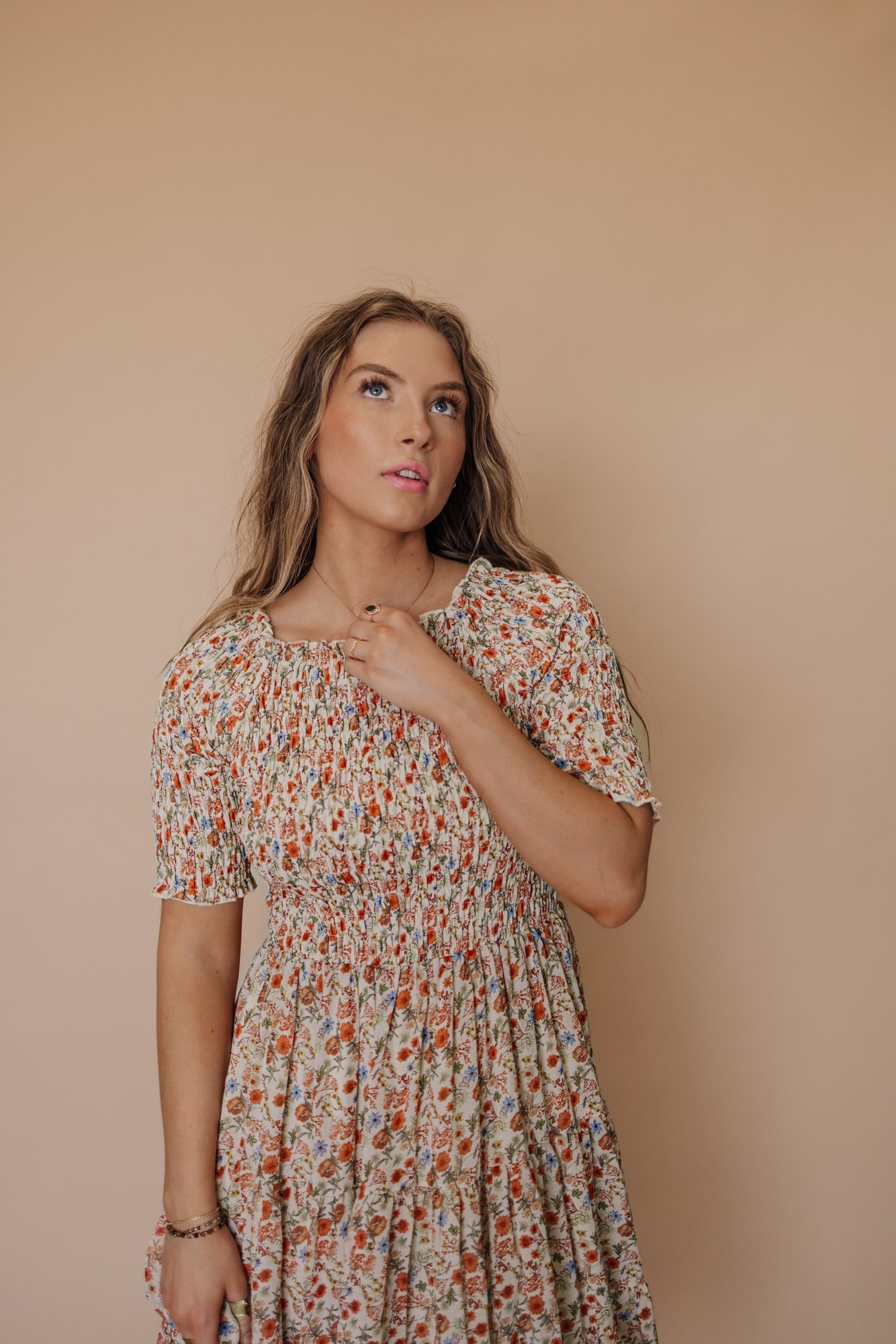 Trish Dress in Taupe Floral