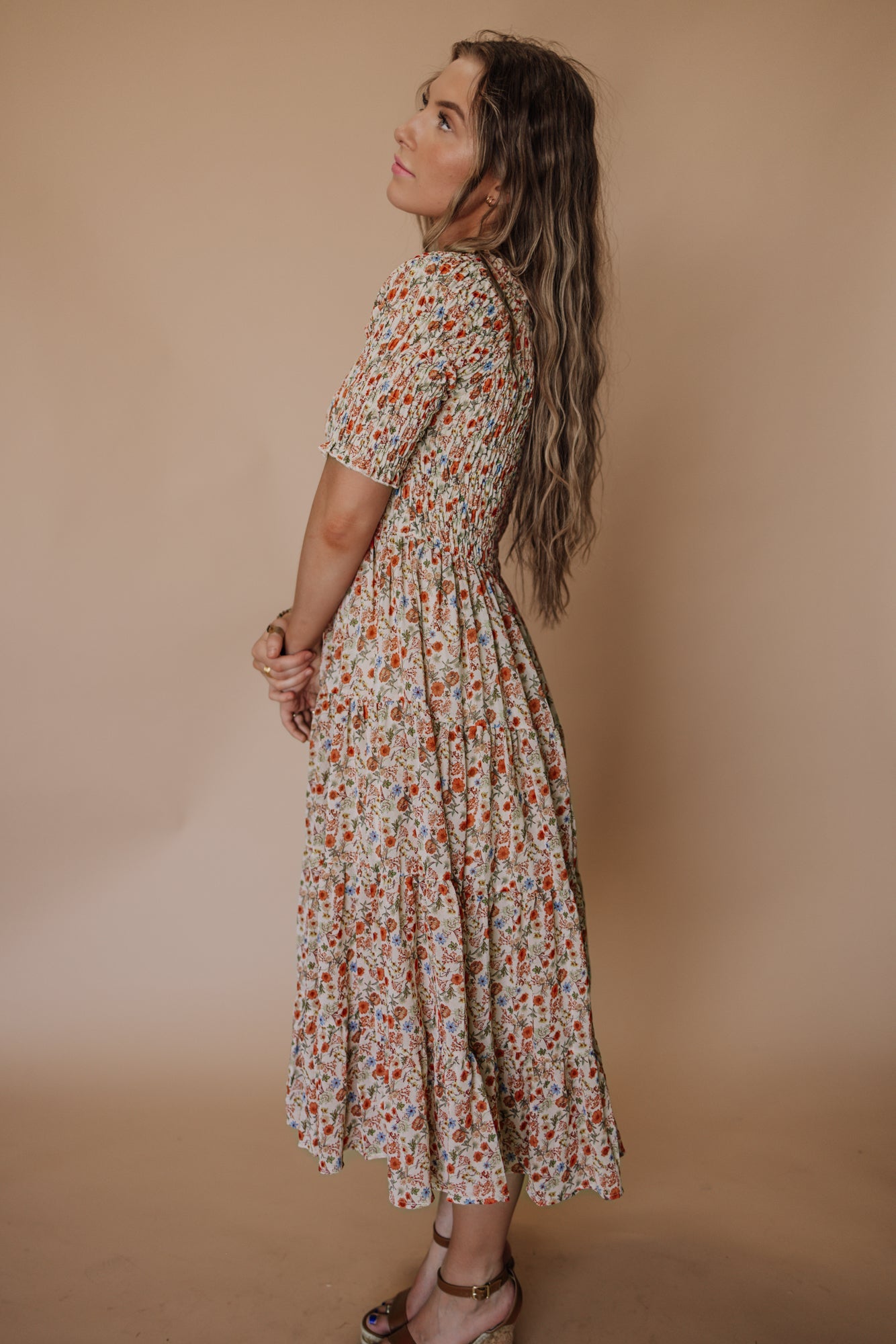 Trish Dress in Taupe Floral