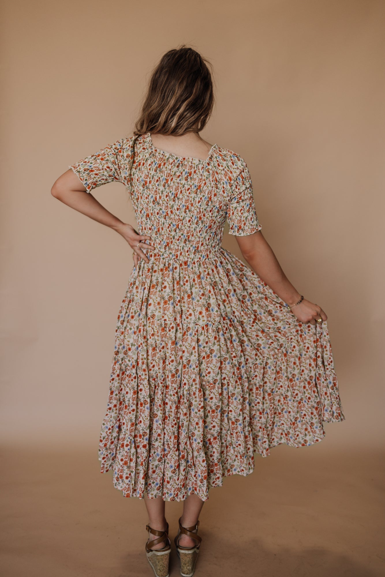 Trish Dress in Taupe Floral