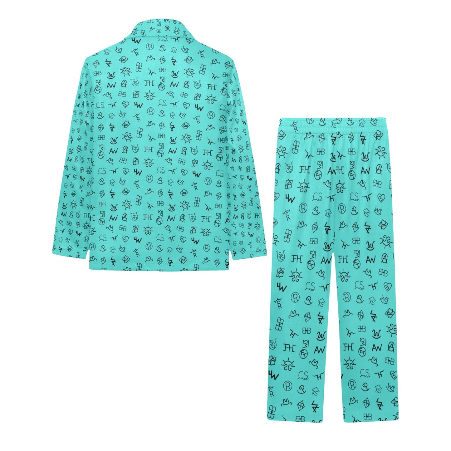 Turquoise Cattle Brands Girl's Western Pajama Set