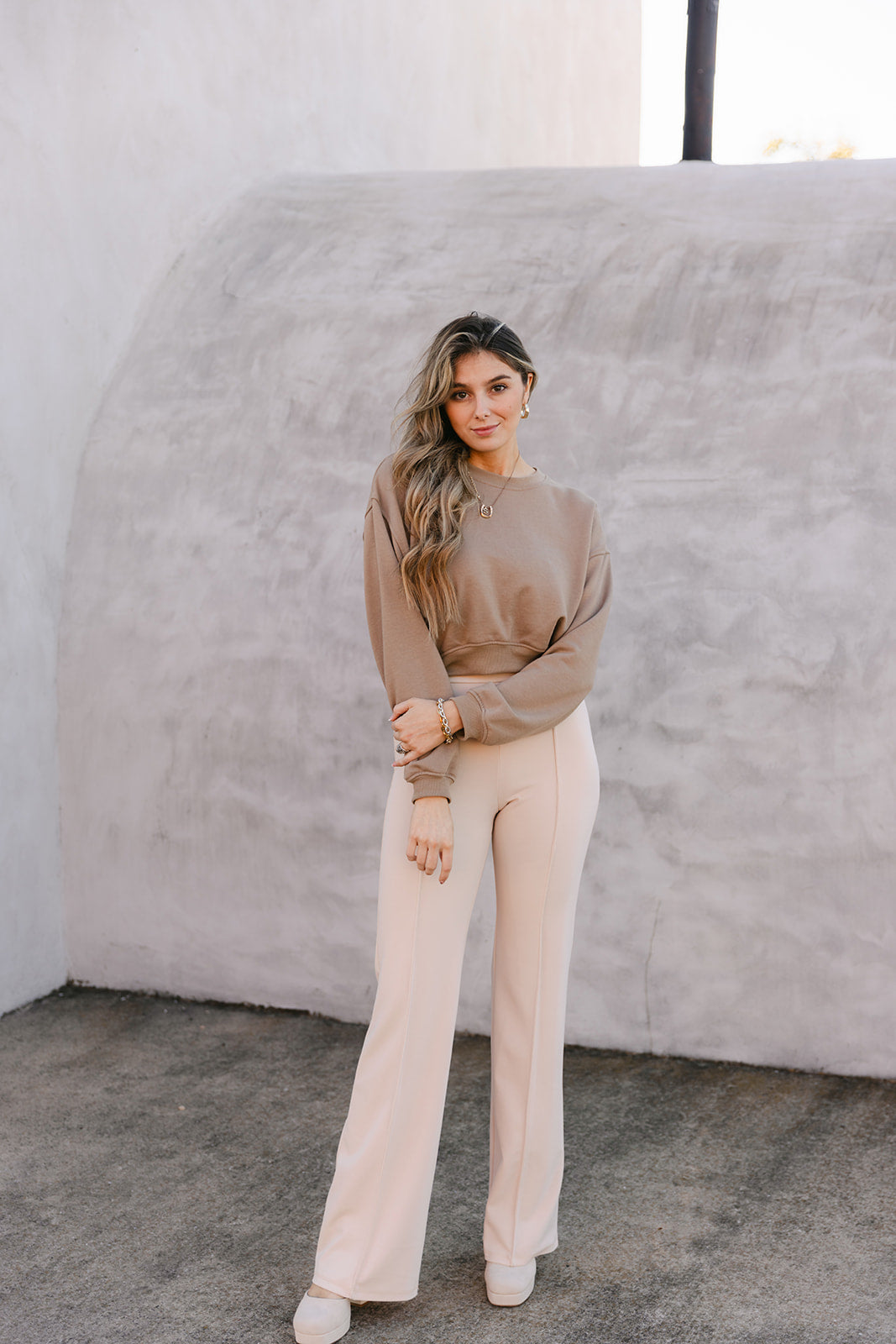 The Zoey Flare Trouser in Cream