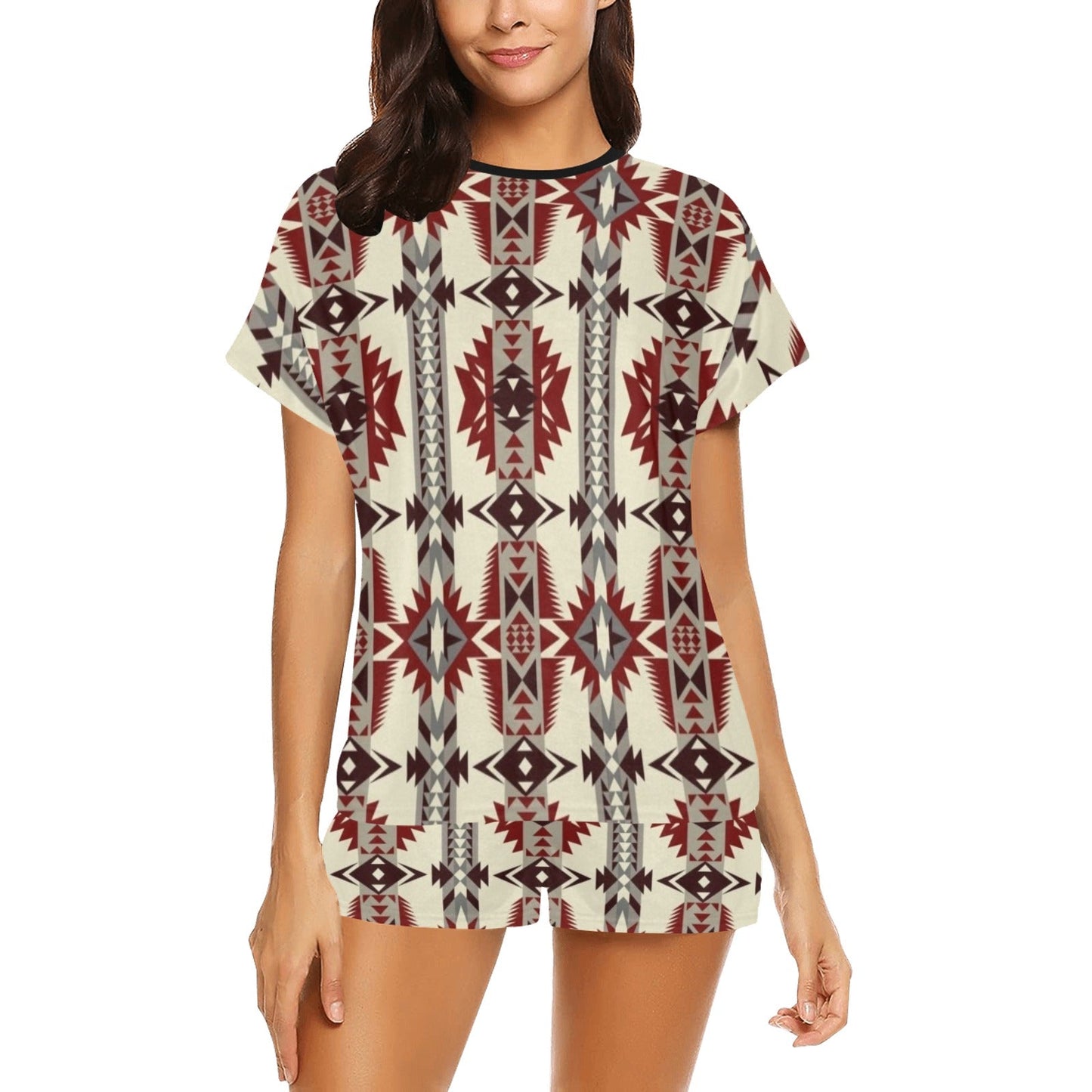 Southwestern Aztec Pajama Top Short Set