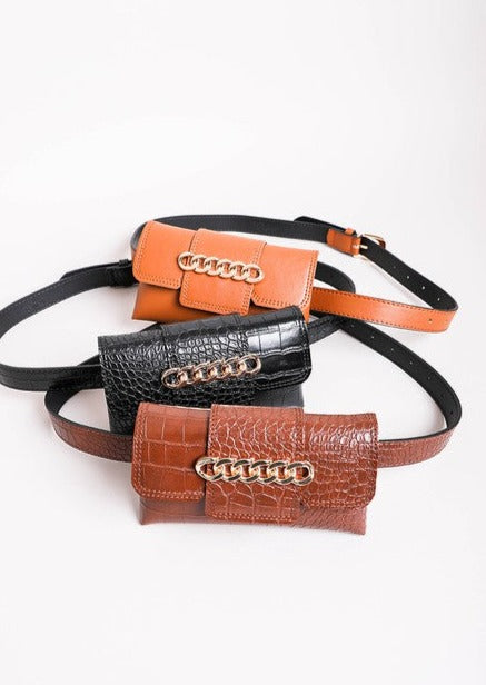 Wide Clutch 6 Ring Chain Belt Bag