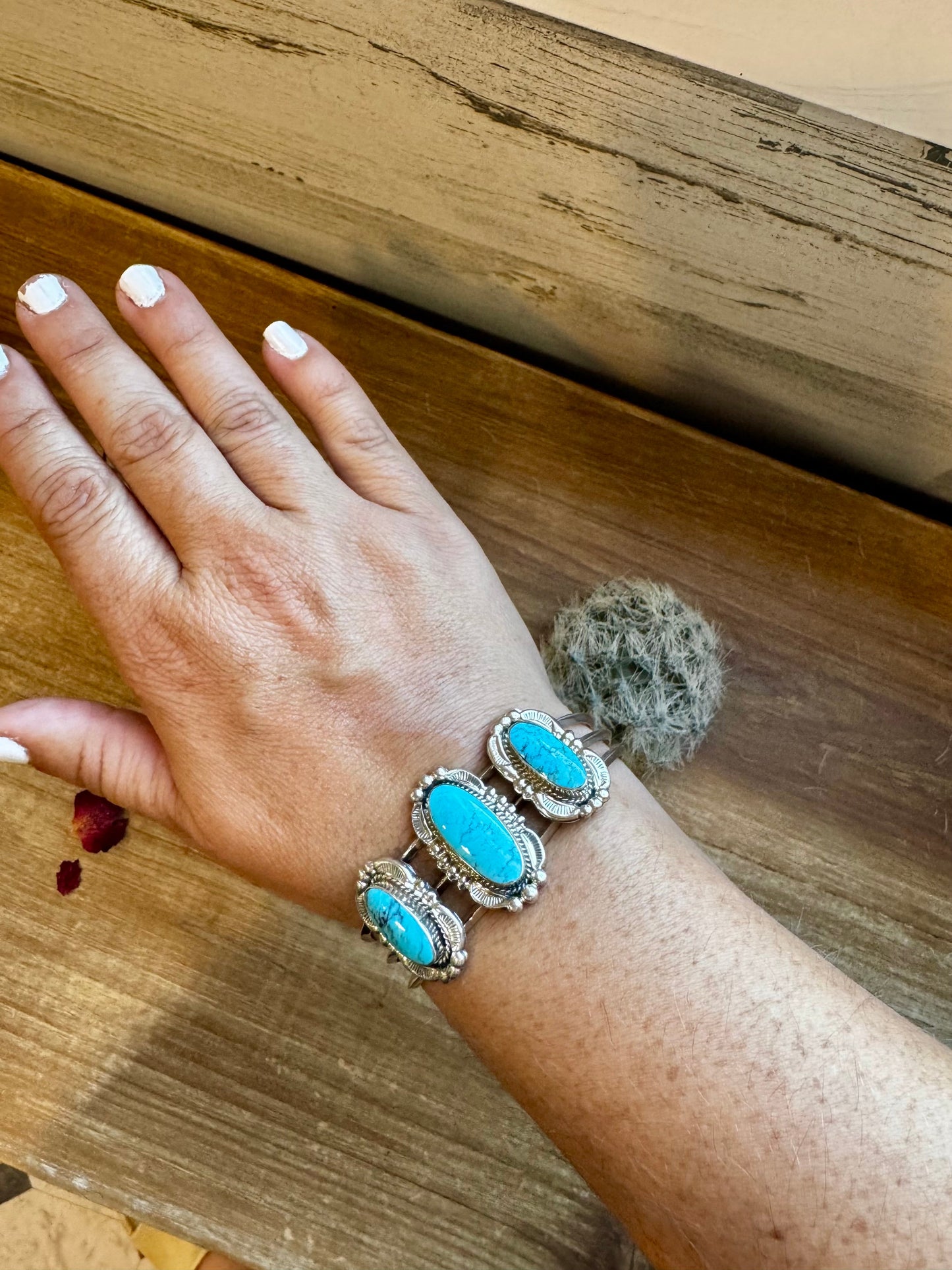 Cuff - Sterling silver Cuff Bracelet with Kingman turquoise