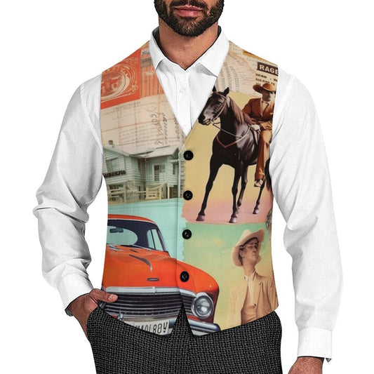 Vintage Western Collage Men's Vest