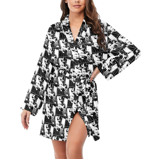 Cowboy Women's Long Sleeve Belted Satin Feel Dressing Lounge Robe