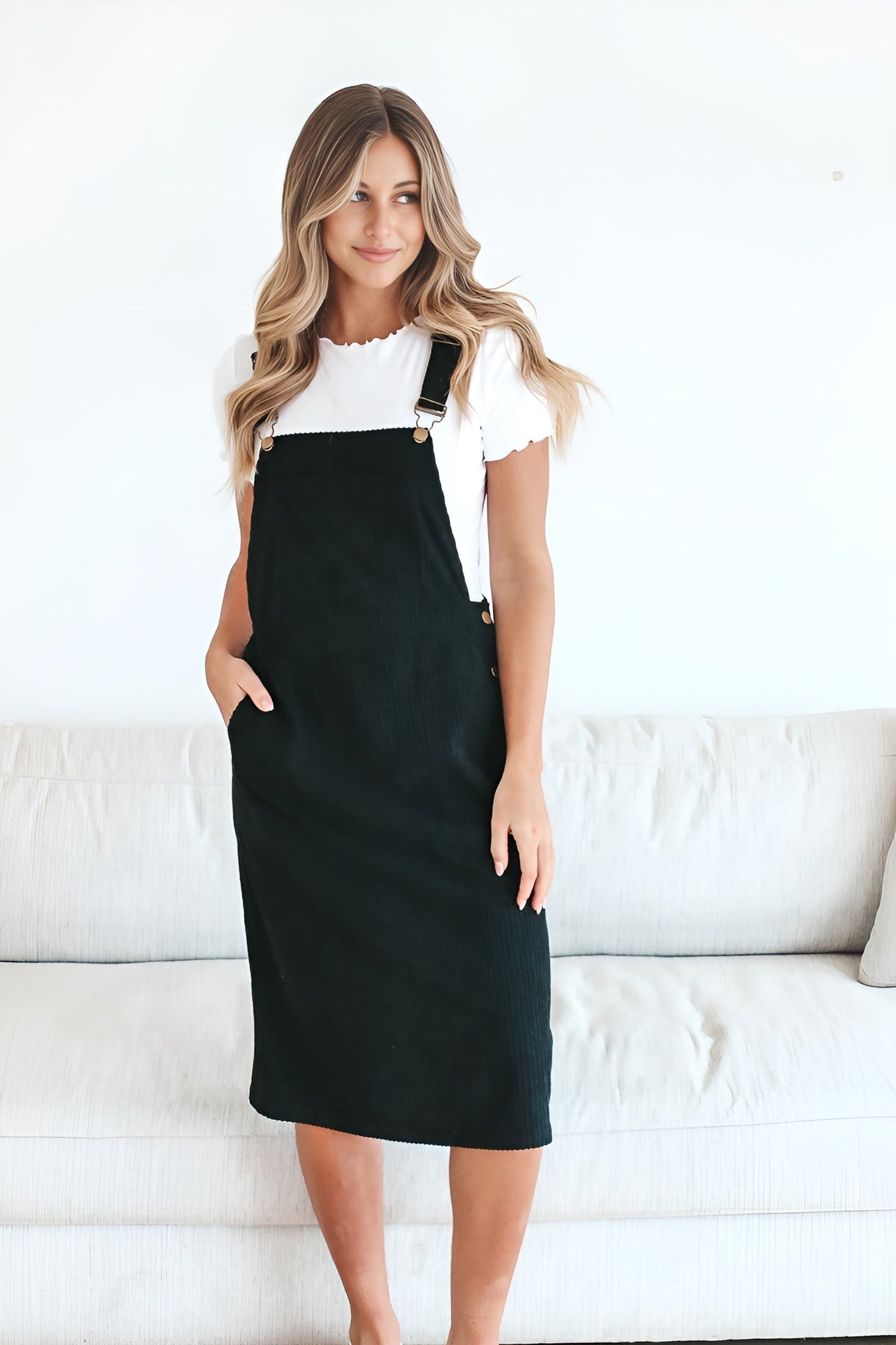 Patty Overall Dress in Black