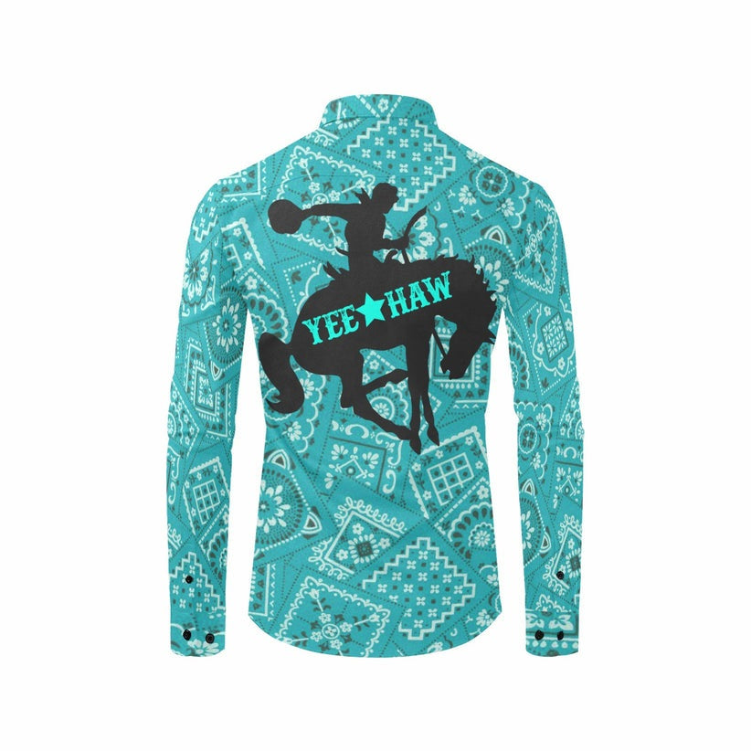 Yeehaw Turquoise Bandana Unisex Button Up Shirt