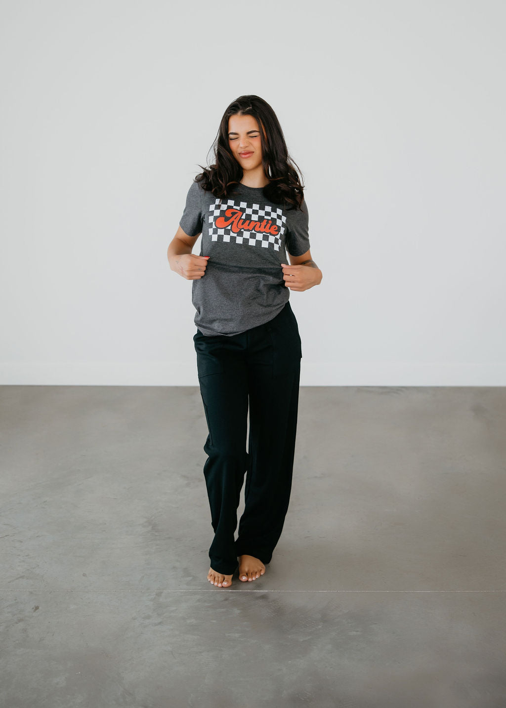 Checkered Auntie Graphic Tee