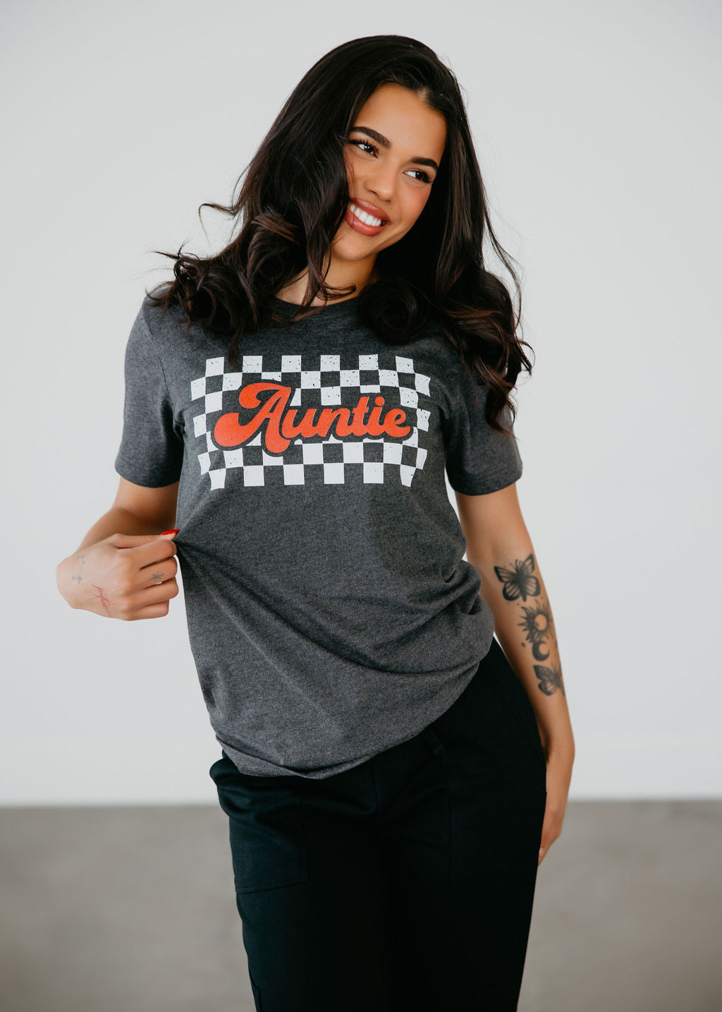 Checkered Auntie Graphic Tee