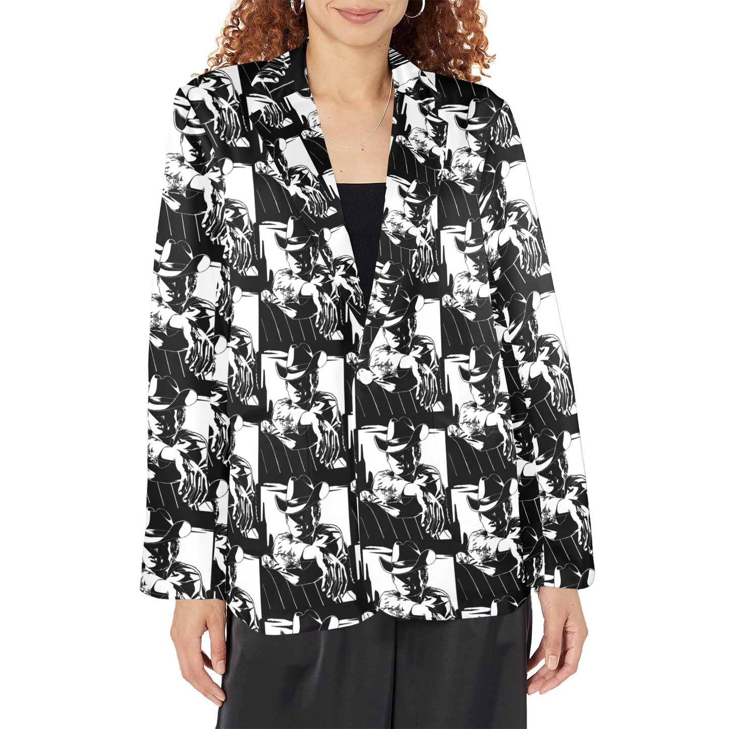 Black White Cowboy Women's Western Blazer