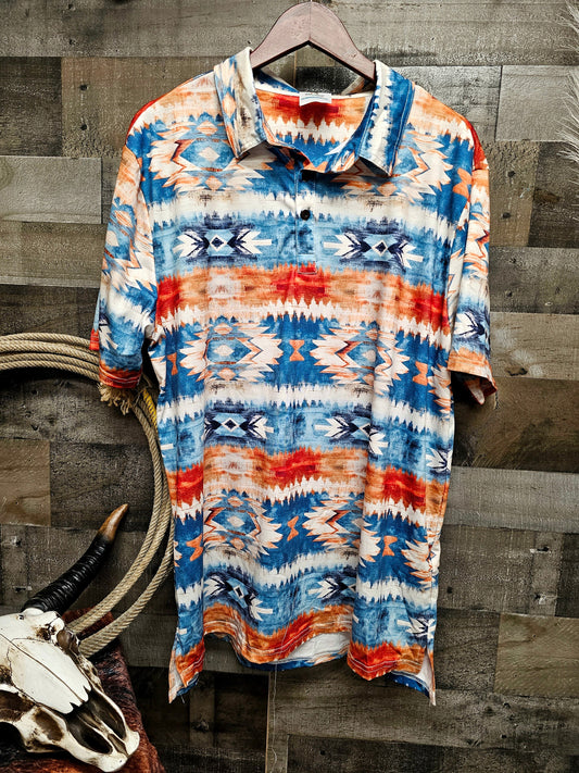 Southwestern Aztec Men's Polo Shirt