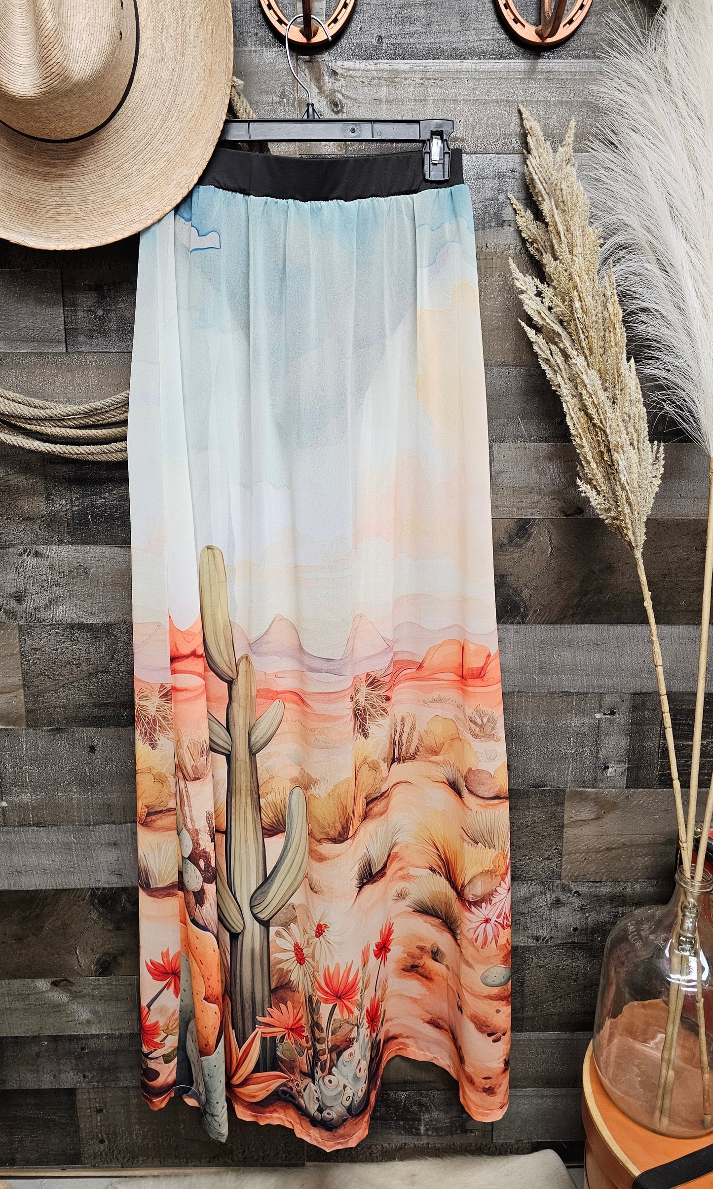 Watercolor Desert Beach Maxi Skirt