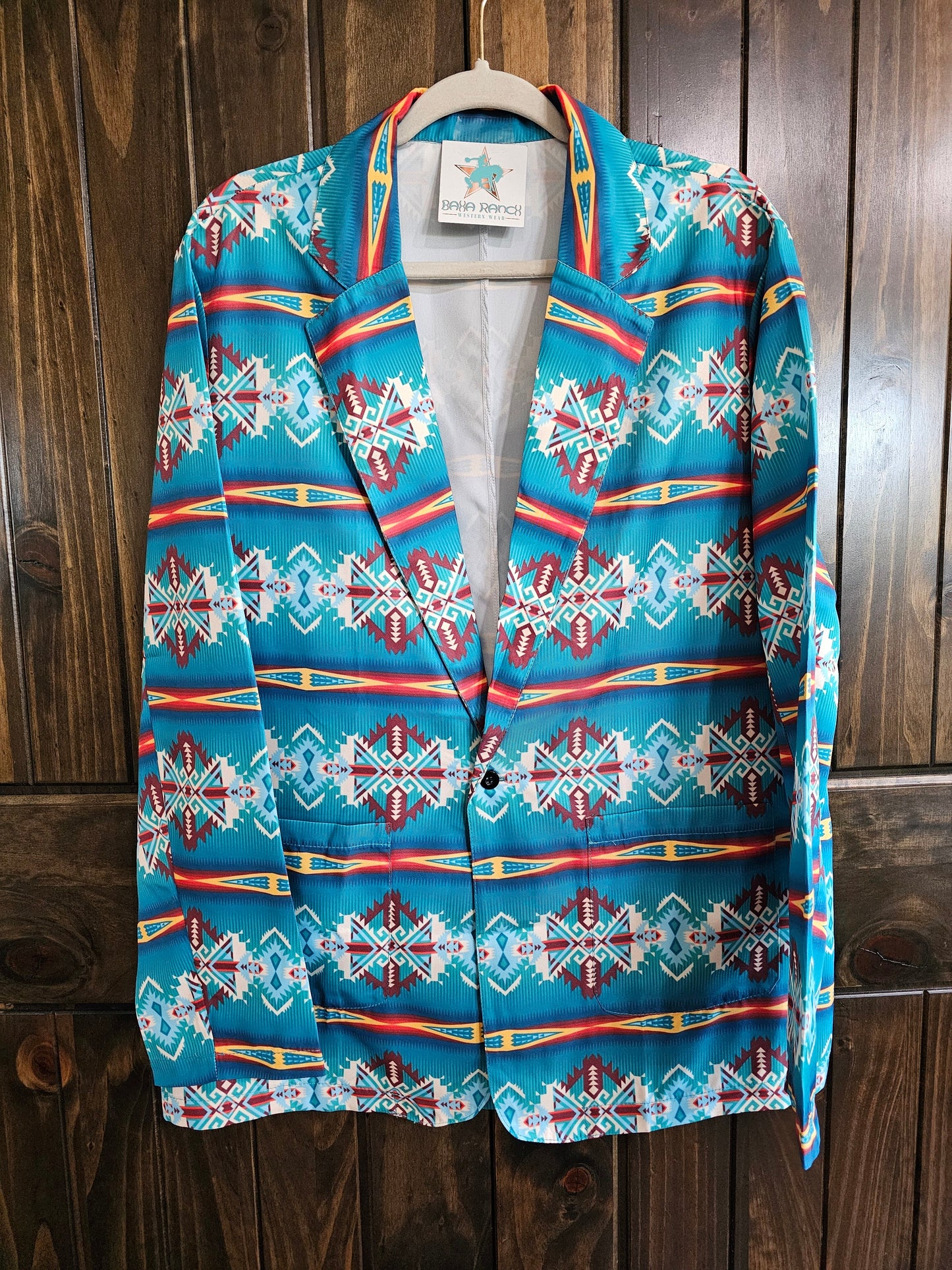 Teal Aztec Women's Western Blazer