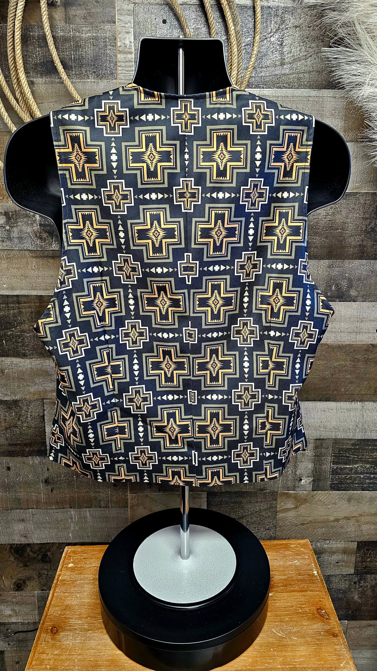 Tan Black Aztec Men's Western Vest