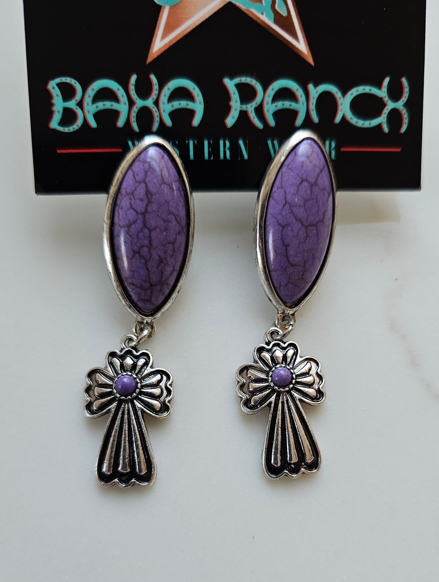 Concho Cross Earrings choice of colors