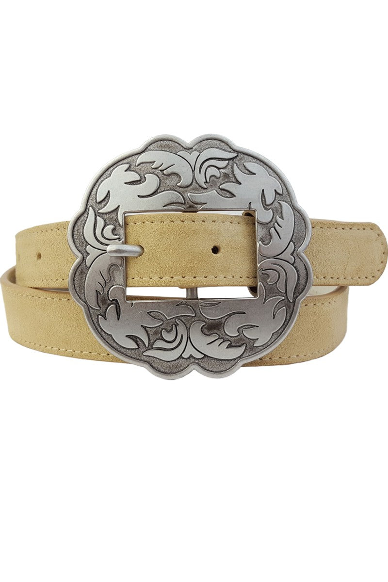 The Jessie Suede Concho Belt in Cream