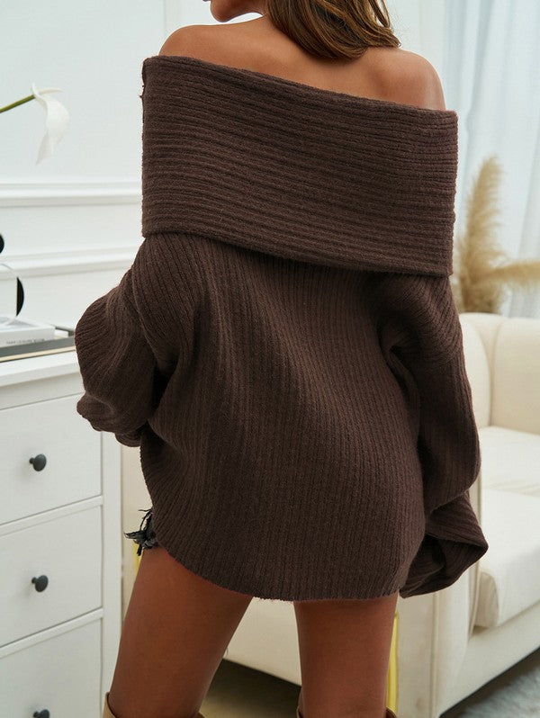 Women's One Shoulder Knit Pullover Sweater Top