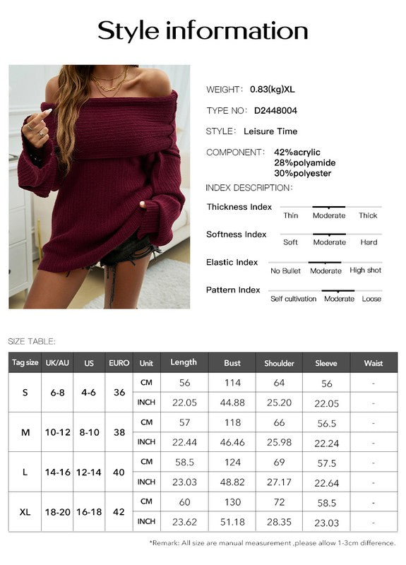 Women's One Shoulder Knit Pullover Sweater Top