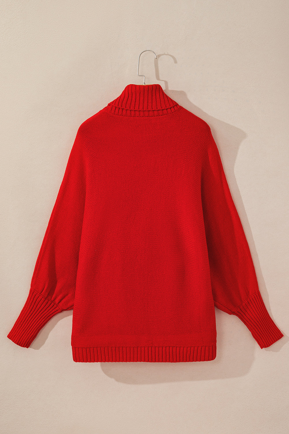 Red Merry Letter Embroidered High Neck Sweater