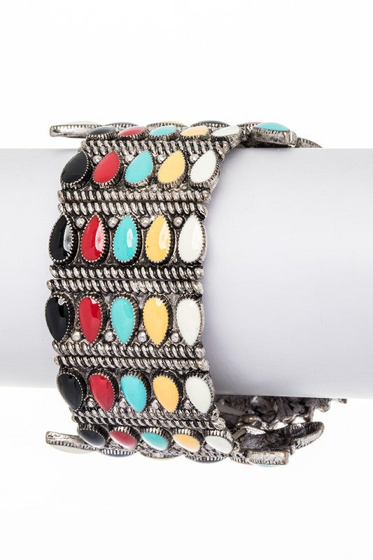 Enamel Oversize Stretch Western Bracelet