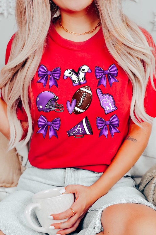 Purple Coquette Football Graphic Tee