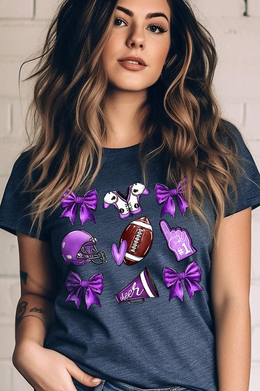 Purple Coquette Football Graphic Tee