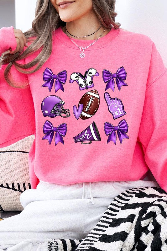 Purple Coquette Football Graphic Sweatshirts