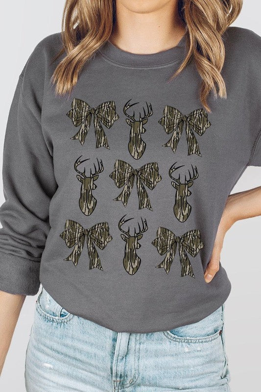 Deer Hunting Camo Bow Graphic Fleece Sweatshirts