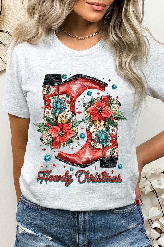 Howdy Christmas Western Boots Graphic Tee