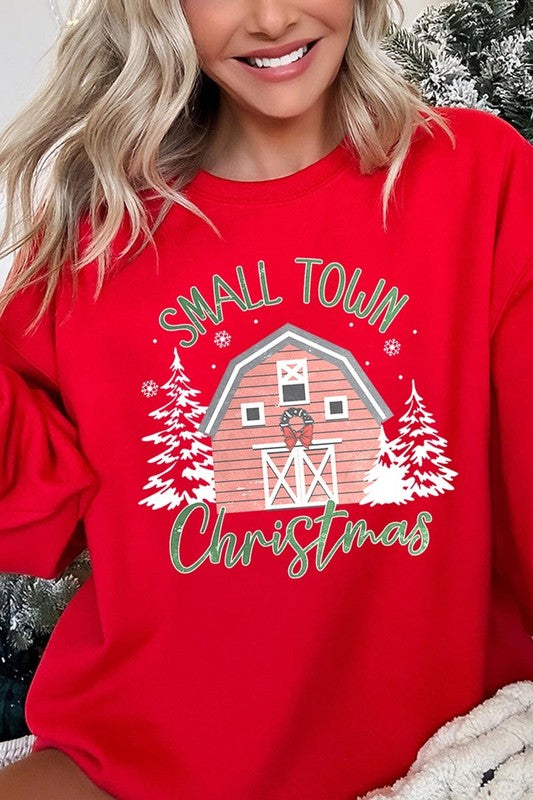 Small Town Christmas Graphic Fleece Sweatshirts