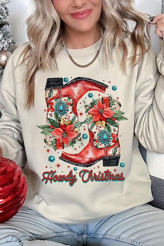 Howdy Christmas Graphic Fleece Sweatshirts