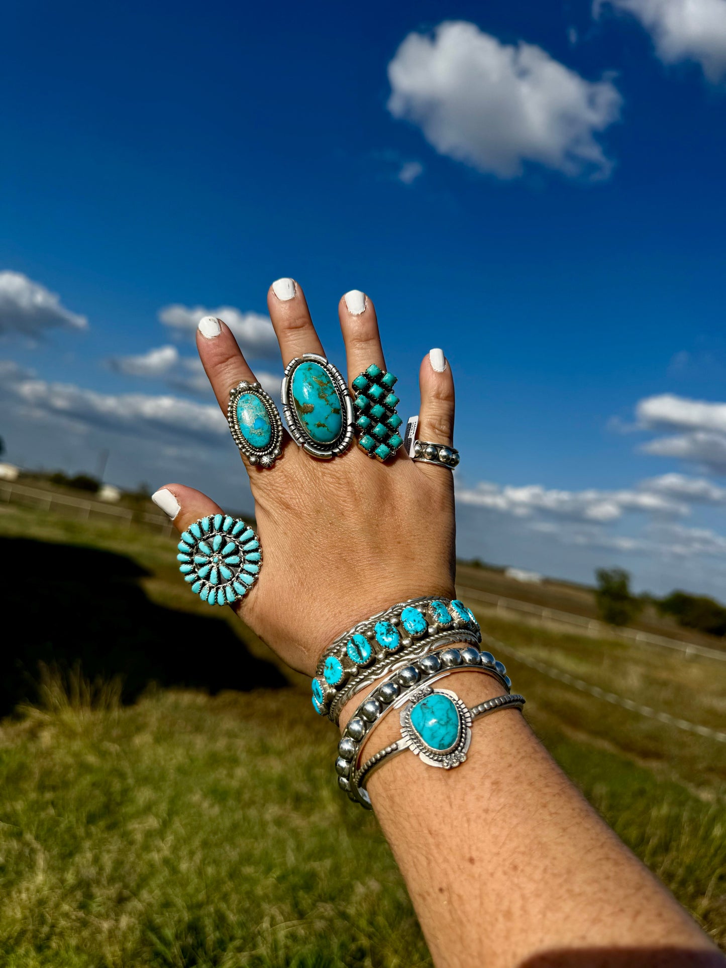 Big ring- size 8 - Kingman turquoise ring and sterling silver