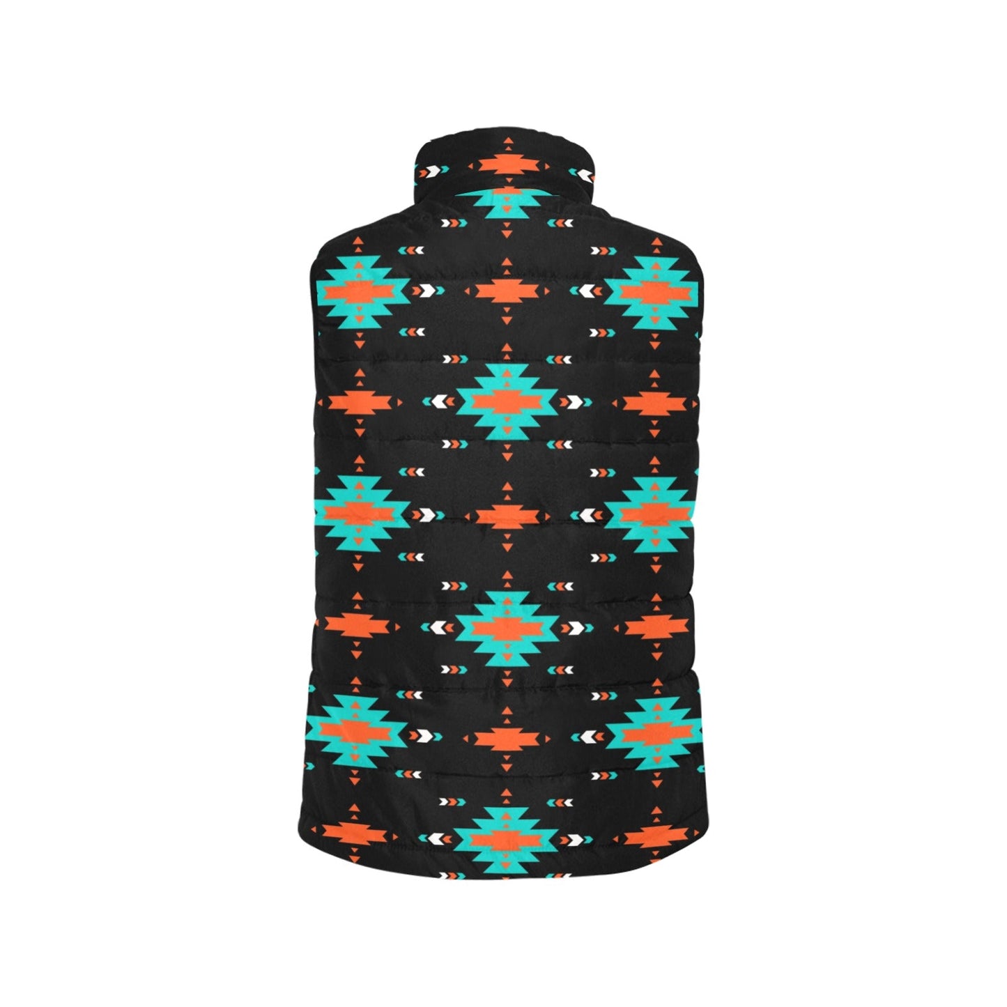 Turquoise Orange Aztec Women's Western Puffy Vest