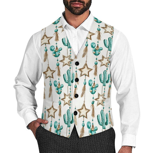 Turquoise Christmas Cactus Men's Western Vest