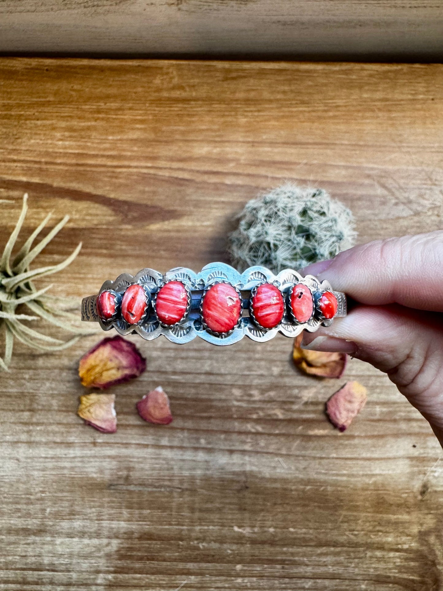 Cuff Bracelet - Red Spiny & Sterling Silver