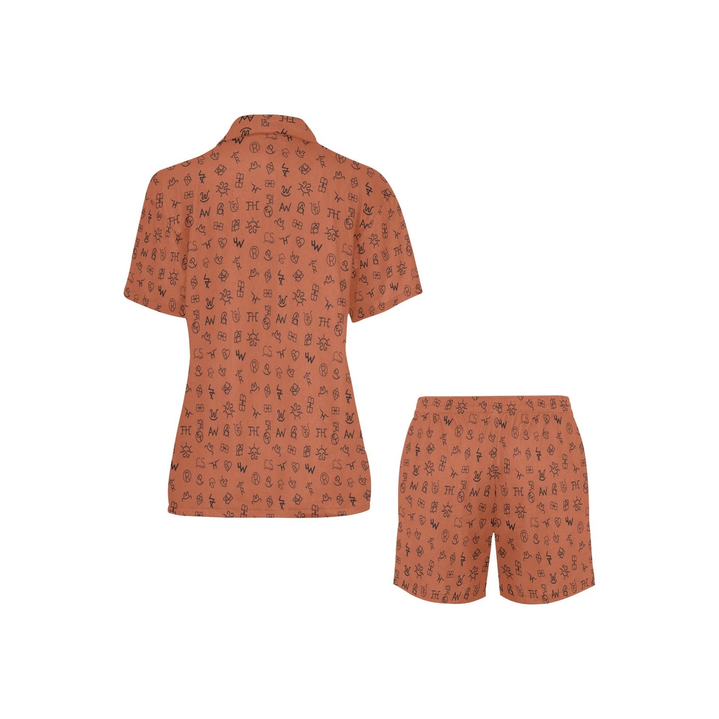 Mini Rust Cattle Brands Women's Western Pajama Set