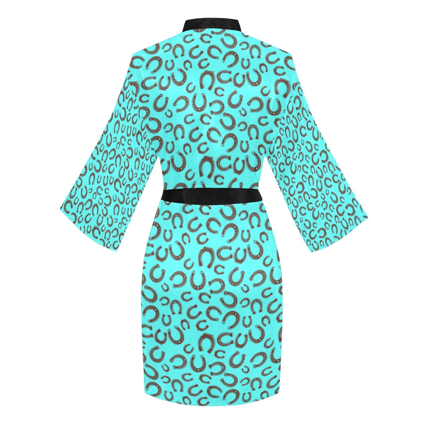 Mini Turquoise Horeshoe Women's Lounge Kimono Robe