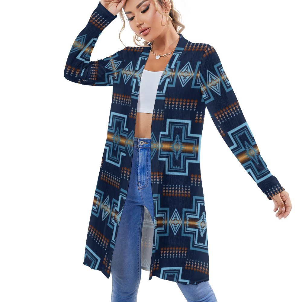 Navy Aztec Womens Western Lightweight Cardigan