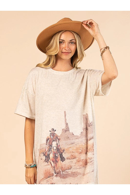 Western Cowboy Graphic Tee Dress