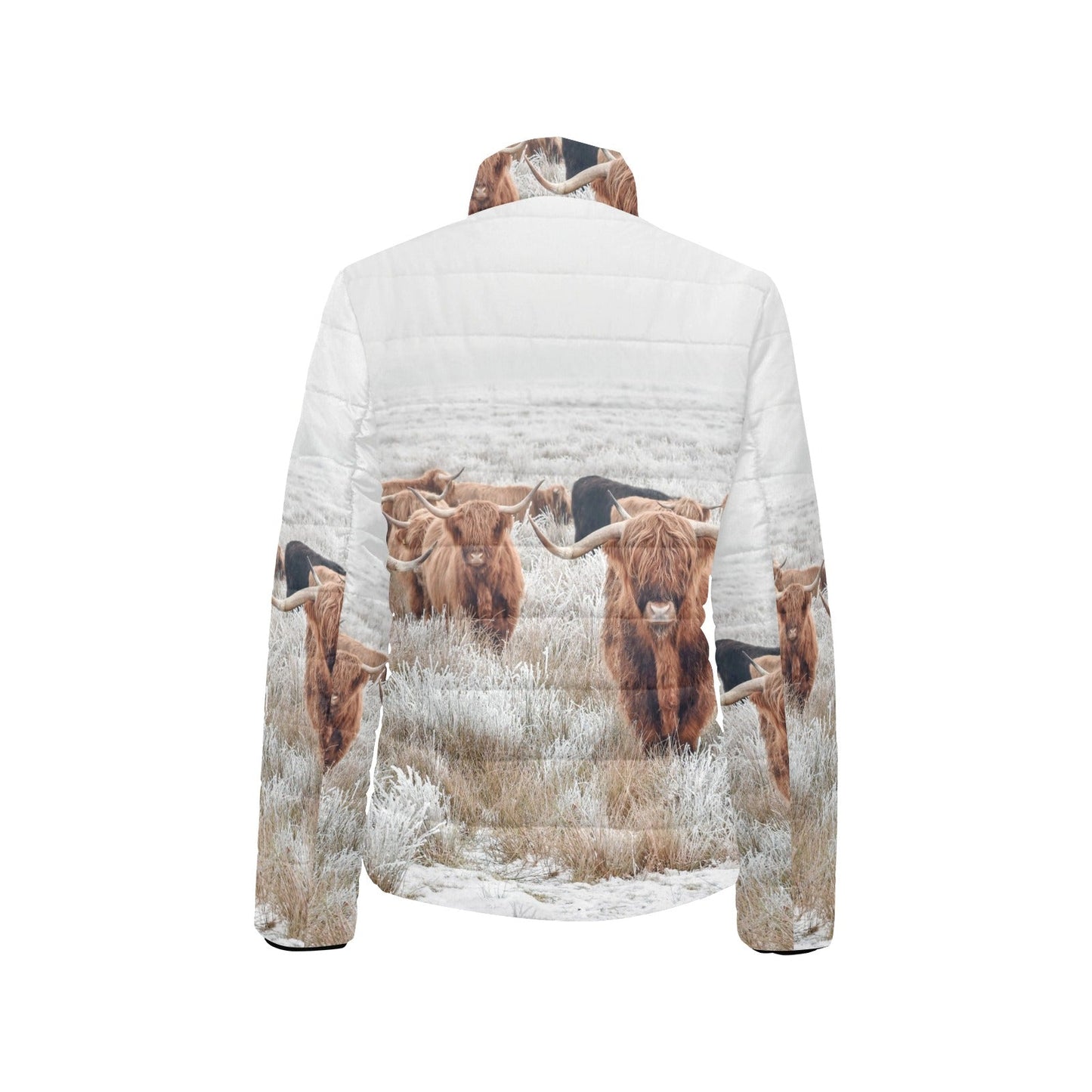 Highland Cow Herd Women's Puffy Bomber Jacket