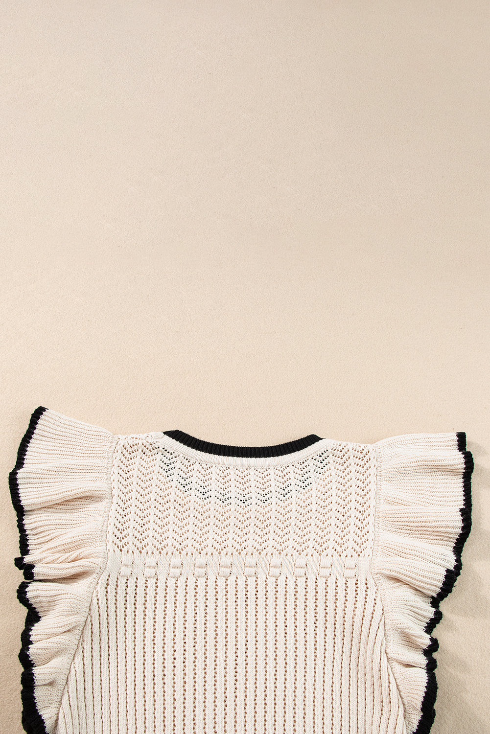 White Crochet Eyelet Flounce Tank Top