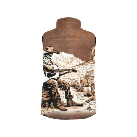 Cowboy in Desert Men's Puffy Vest