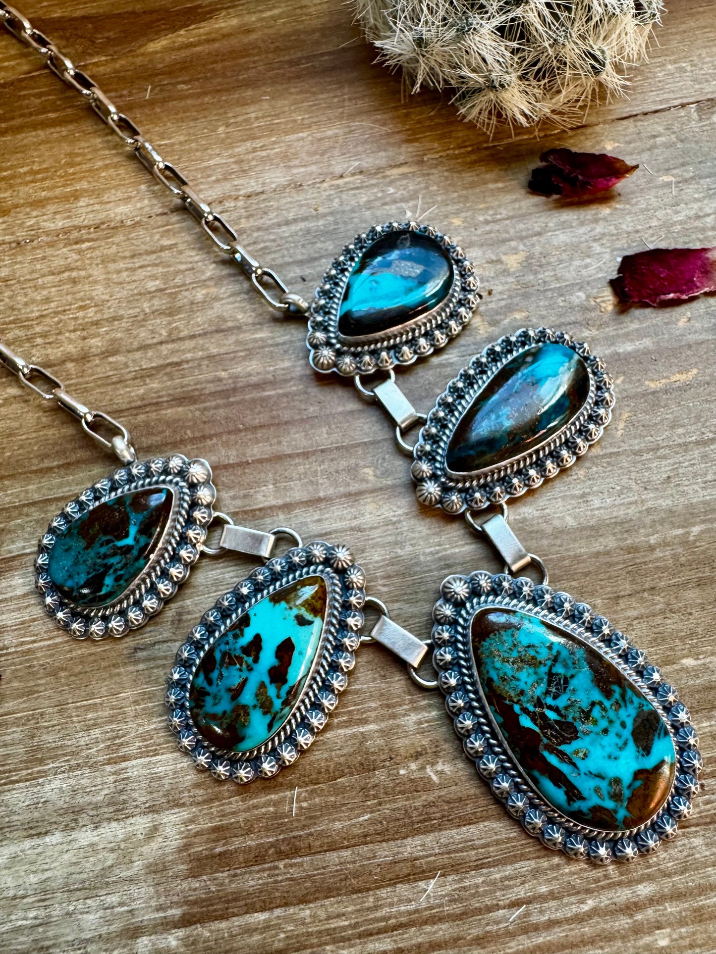 5 Stones Blackjack turquoise necklace