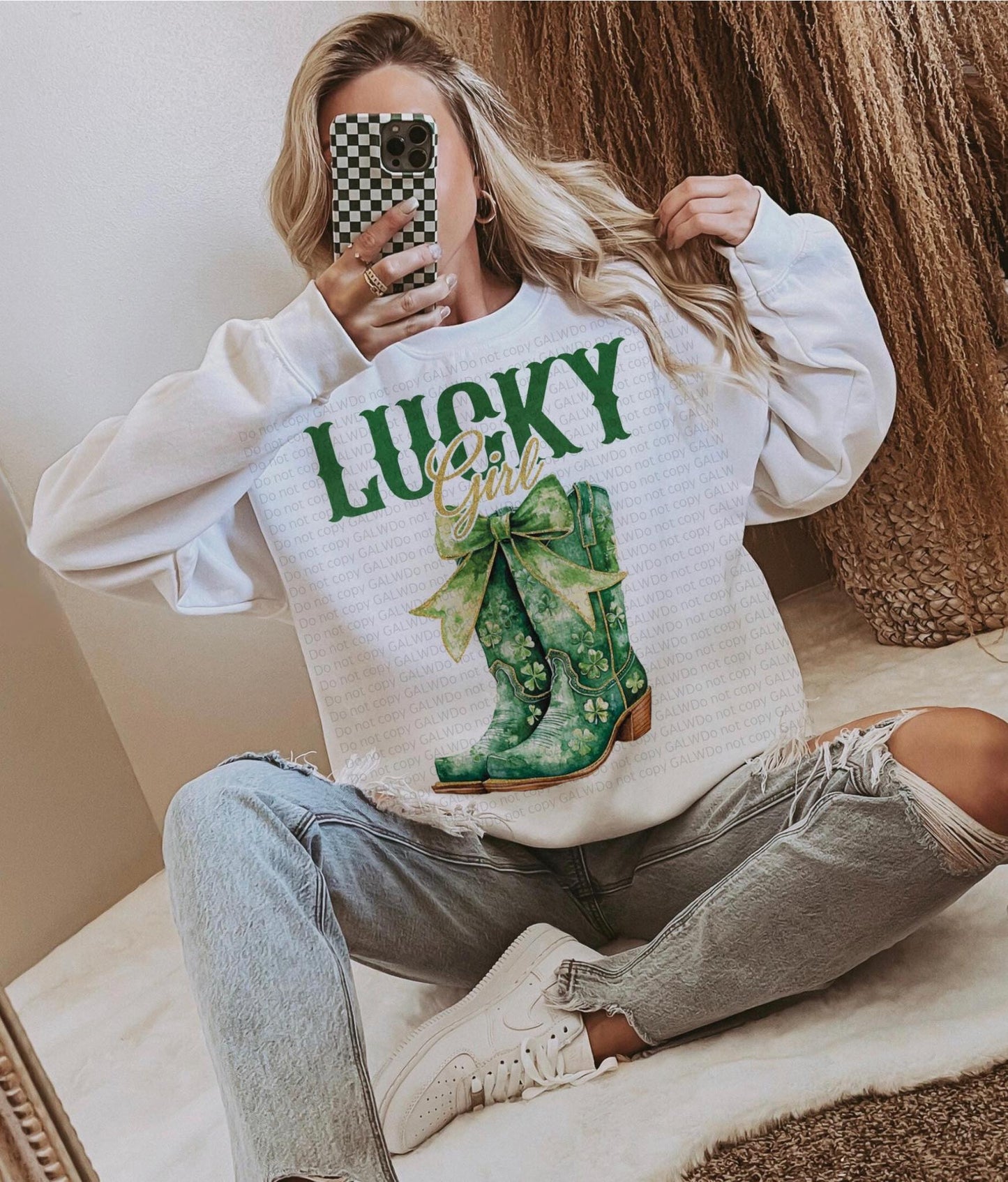 Lucky girl st pattys boots tee & sweatshirt